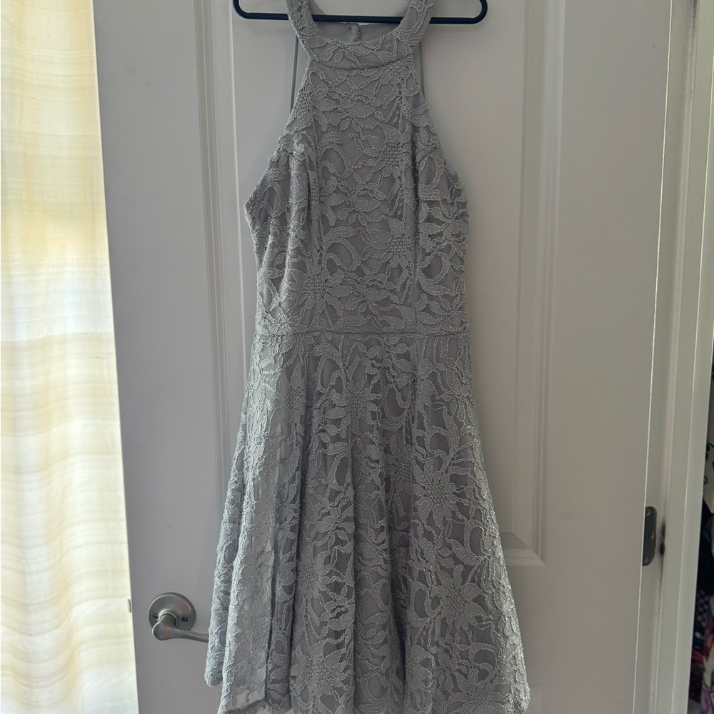 Elegant Gray Lace Dress